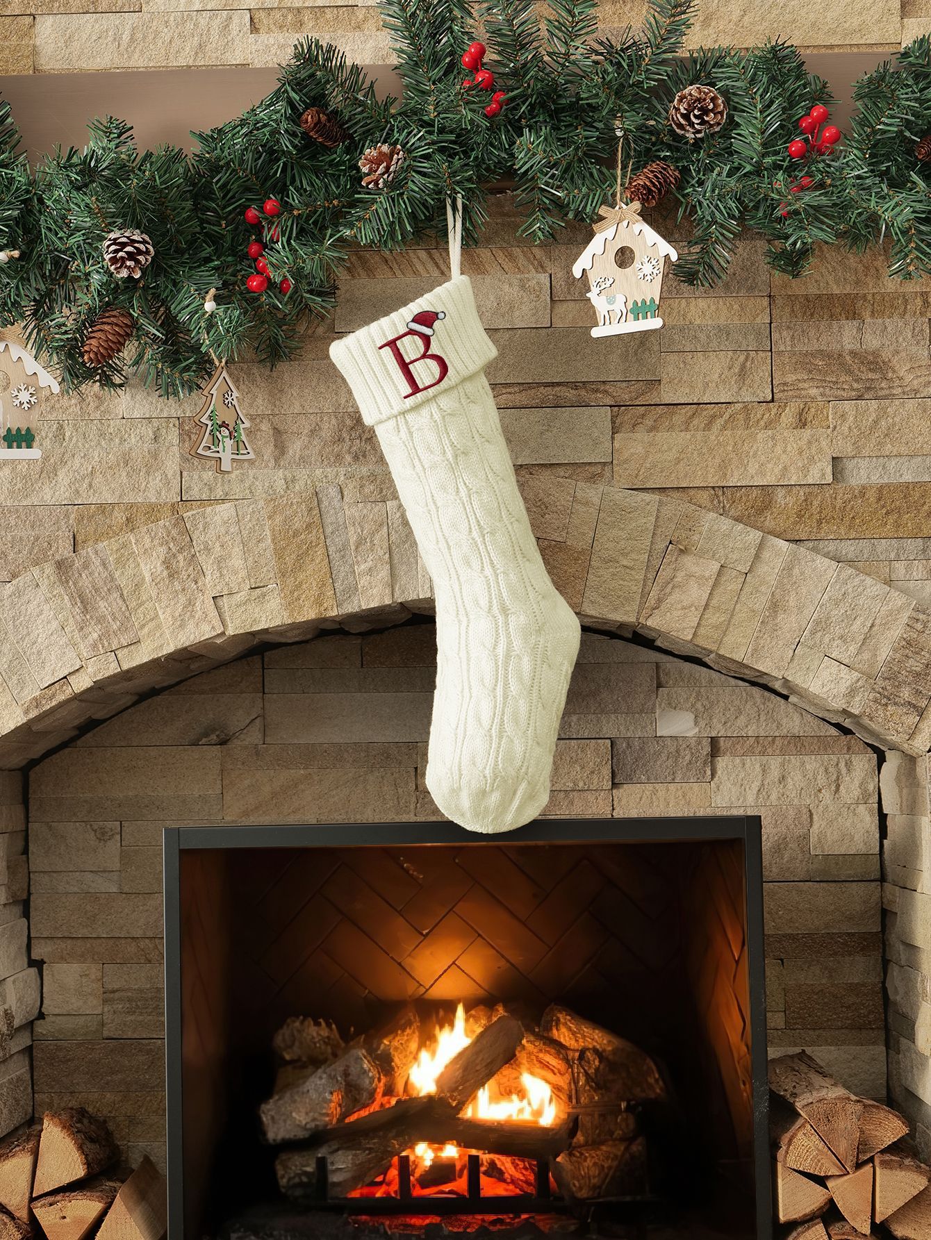 Amazon Europa y los Estados Unidos medias de Navidad personalizadas bordadas calcetines de letras de punto medias de regalo de Navidad colgantes fabricantes image 138
