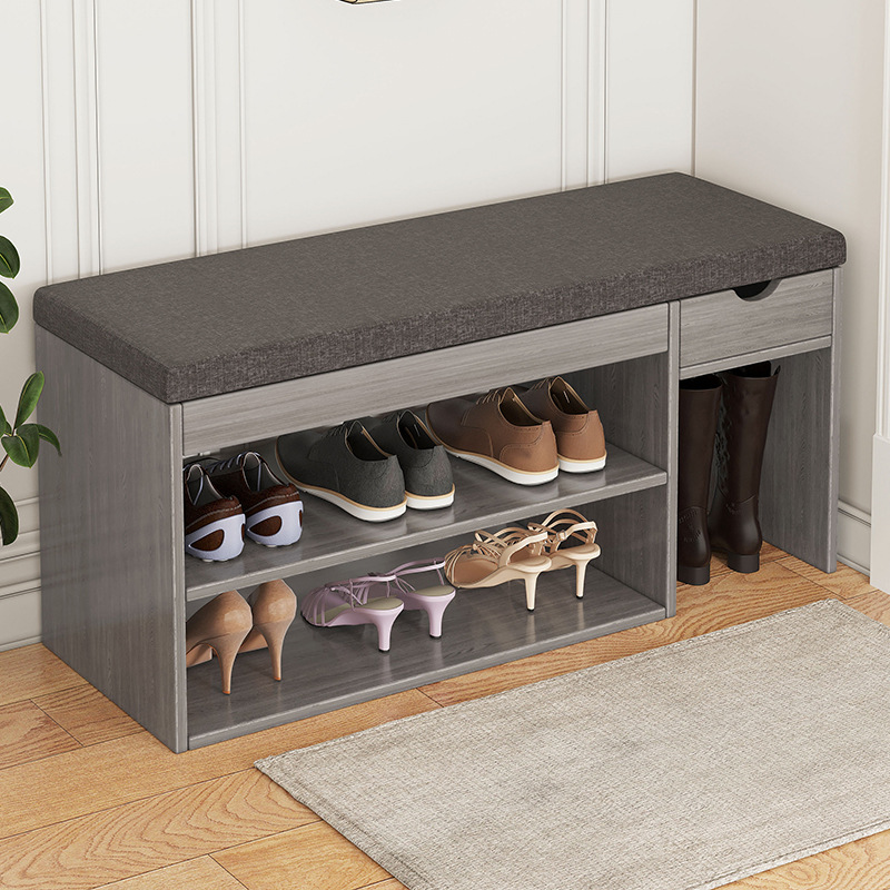 Home Entryway Replaceable Shoes Bench, Integrated Soft Cushion Small Bench, Multi-functional Living Room Entrance Shoes Rack, Integrated Shoe Cabinet