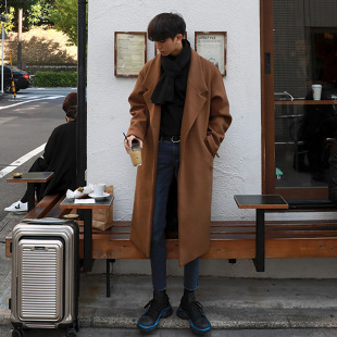 MYQ Autumn and Winter Thickened Woolen Coat Men's Mid-length Korean-style Fashionable Men's Loose Coat Woolen Coat