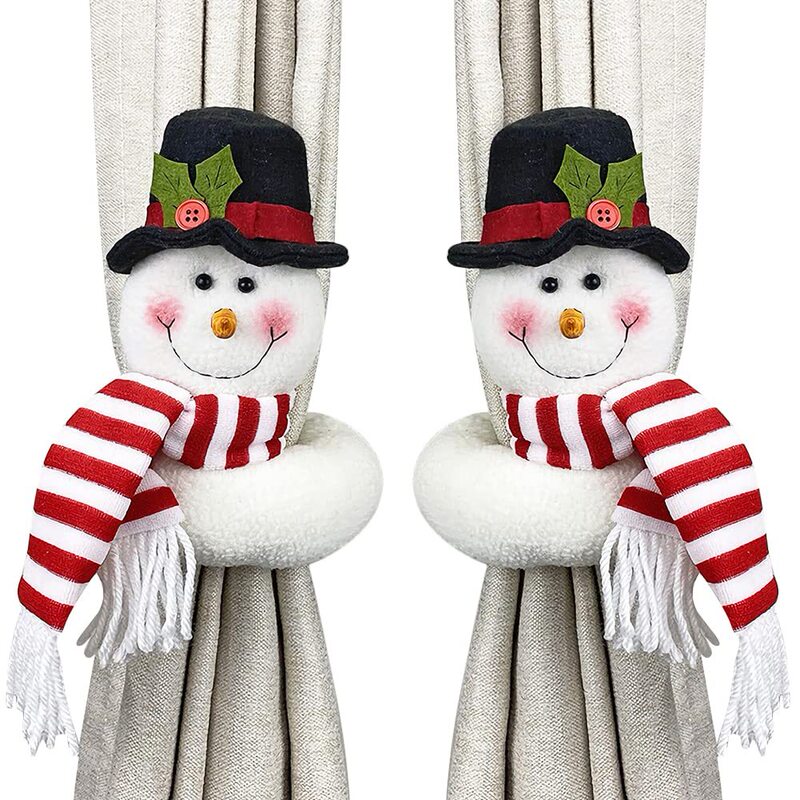 新しいクリスマス雪だるまカーテンバックルホリデー人形装飾サンタクロース装飾用品ベルクロ装飾カーテン|undefined