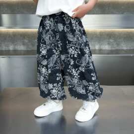 夏季儿童防蚊裤2026新款男童碎花灯笼裤男孩女宝宝空调服婴儿裤子