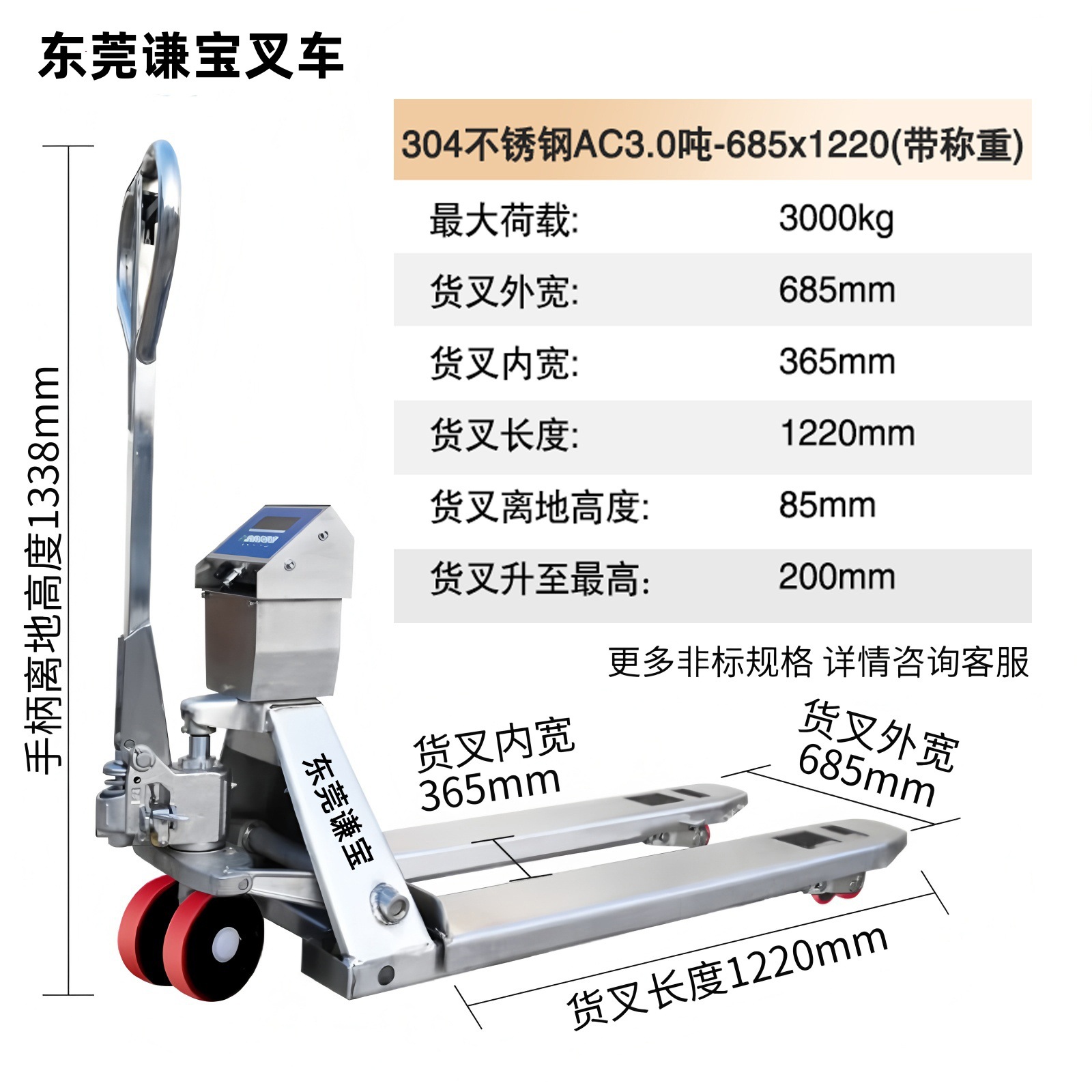 Fábrica de alimentos y medicamentos, almacenamiento en frío, productos acuáticos, paletas hidráulicas manuales de acero inoxidable 304, carretillas elevadoras galvanizadas