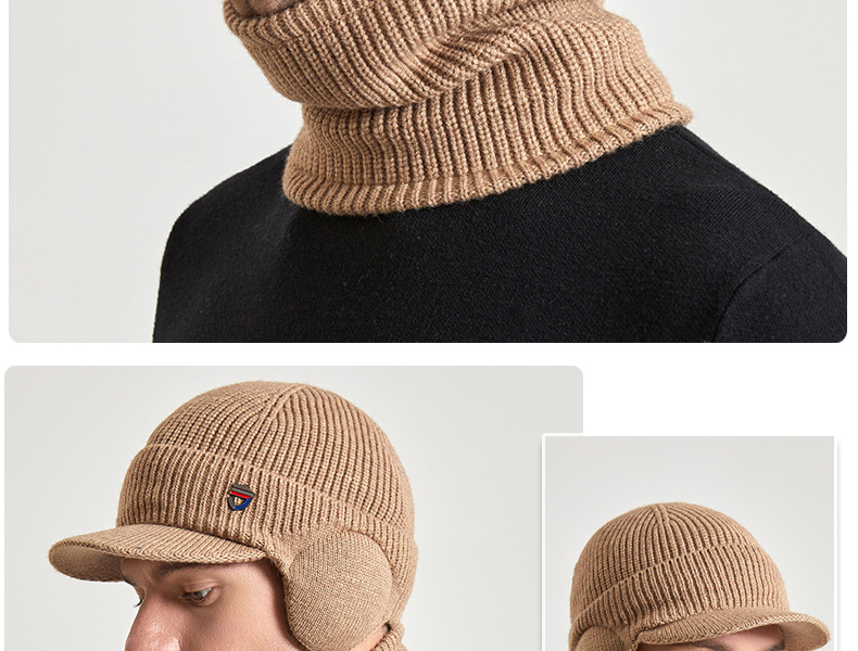 9148 Winter warme oorbescherming nekset plus pluche wollen gebreide herenmuts_voghion.com