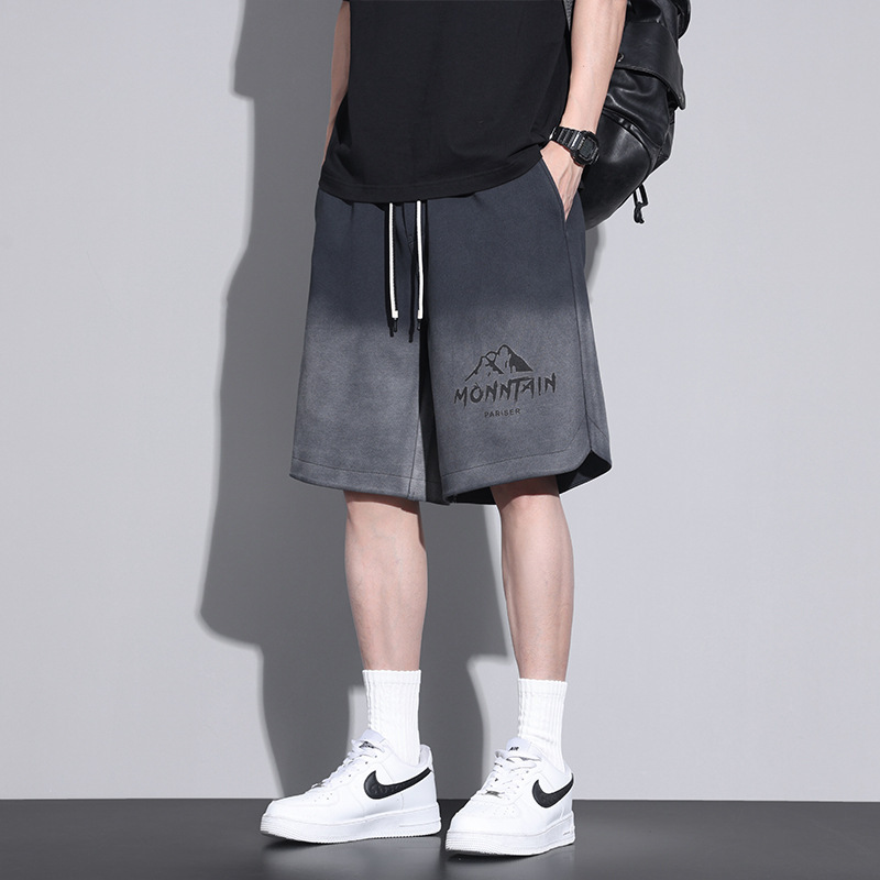 カジュアルパンツ男性大サイズ300斤夏の薄いファッションブランド運動中ズボンアメリカグラデーション外着5分ズボン|undefined
