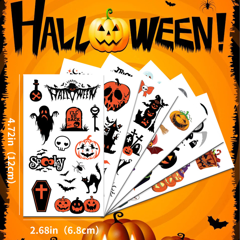 クロスボーダー新しい漫画ハロウィンタトゥーステッカーハイエンド子供のホリデーパーティー面白いカボチャタトゥーステッカー|undefined
