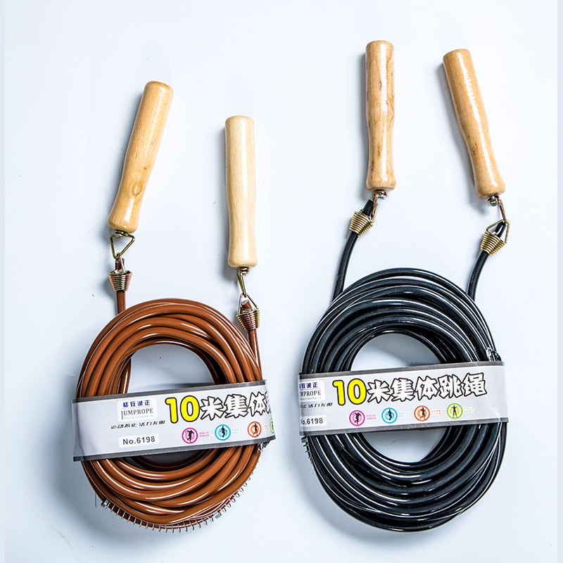 Cuerda de saltar colectiva expansión al aire libre actividades colectivas uso de múltiples personas mango de madera redondo nuevo examen entrenamiento de competencia cuerda de saltar
