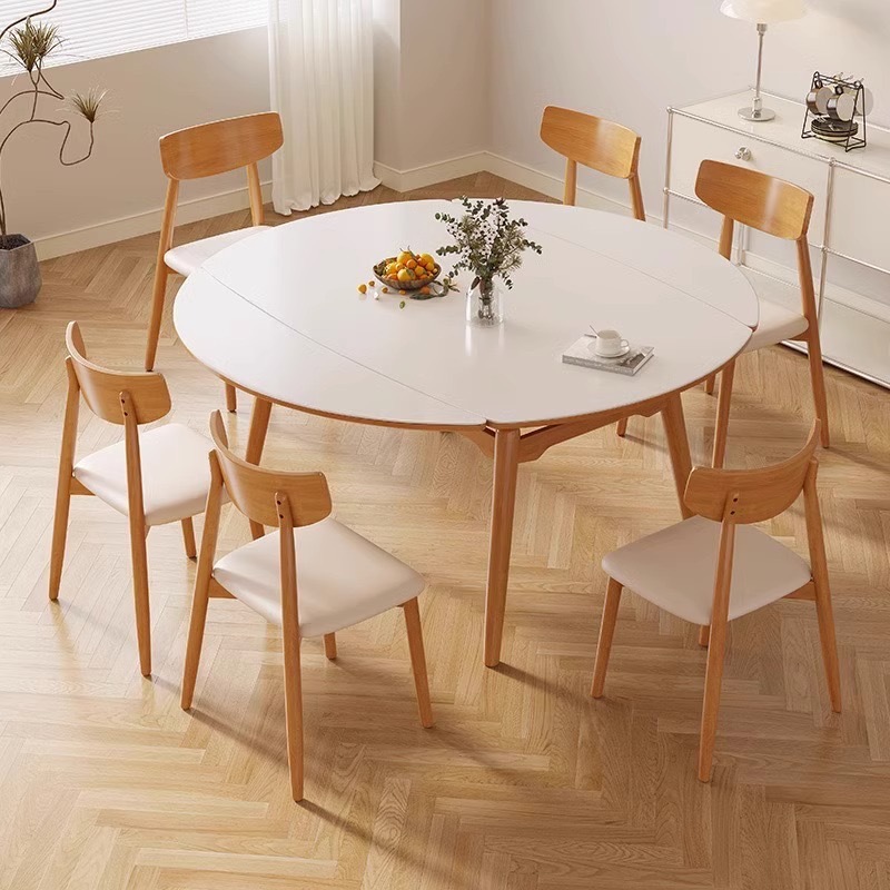 Cremoso viento nórdico madera maciza mesa telescópica nórdico pequeño hogar roca placa cuadrada redonda de doble uso japonés tabla de registro