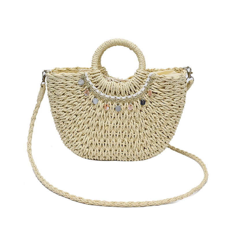 Bolso de vacaciones junto al mar 2025 verano nuevo estilo bolso de hombro de playa tejido de paja bolso de mensajero de gran capacidad mujer