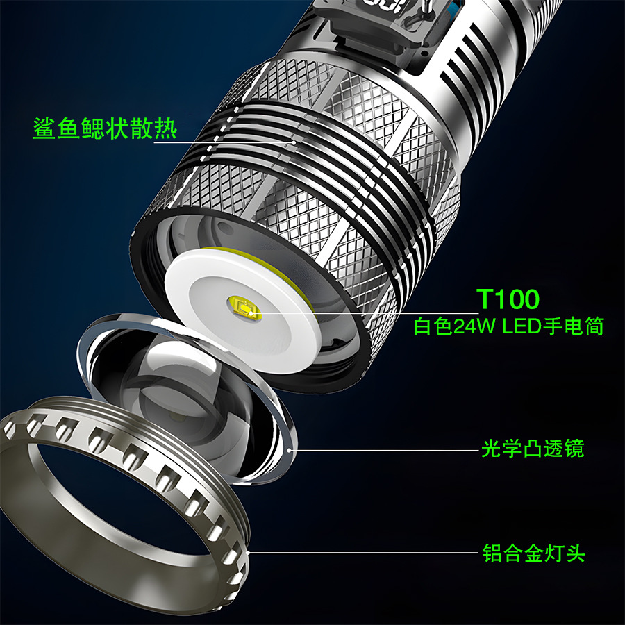 Strong Light Flashlight Rechargeable Ultra-Bright Outdoor Long-Range Portable Multi-Functional White Laser Led Flashlight Work Lighting