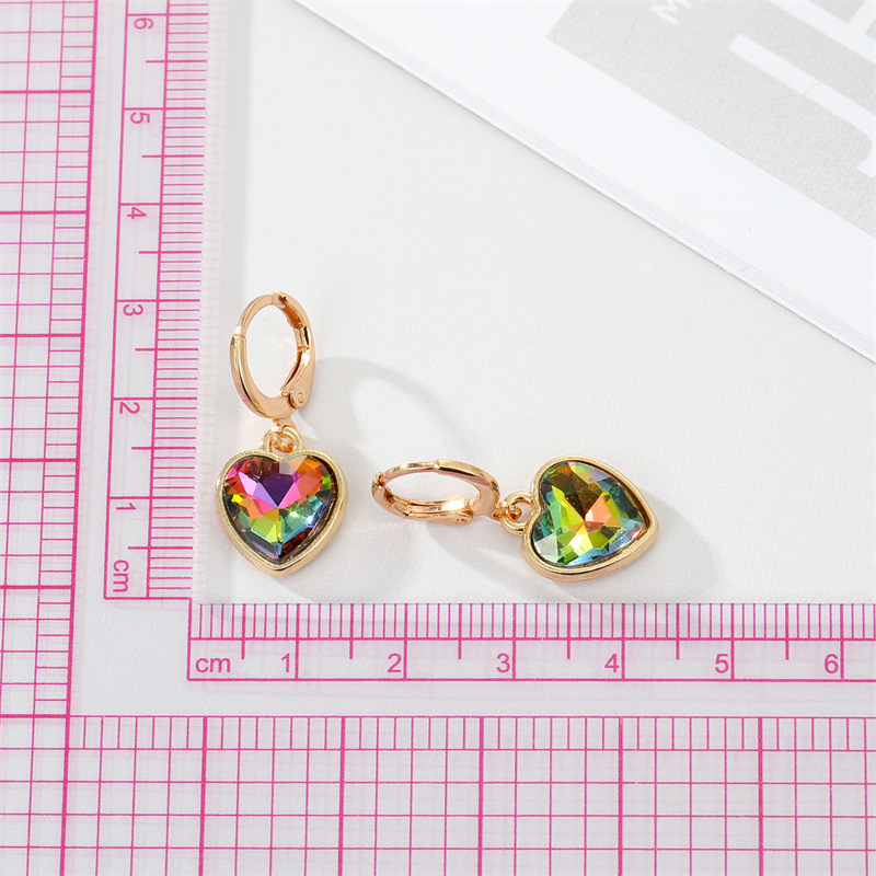 Trend Color Zircon Butterfly Love Pendant Cute Peach Heart Earrings display picture 2
