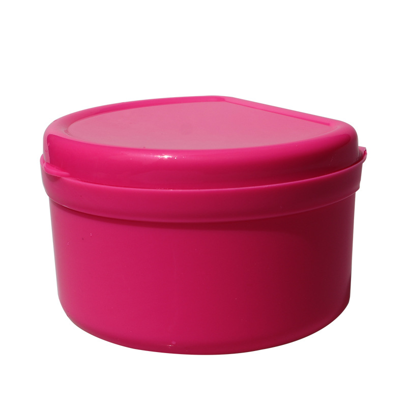 Impresión de almacenamiento de plástico, caja de almacenamiento de limpieza, dentadura postiza semicircular, caja de dentadura en forma de D con filtro, sello de doble capa de plástico