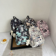 2022新款个性双肩包涂鸦中高学生书包女户外休闲旅行背包不带挂件