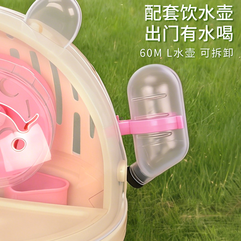 Nuevo producto pequeño mascota jaula de hámster portátil para llevar jaula de hámster hervidor de agua conjunto de rueda de correr gran espacio jaula image 3