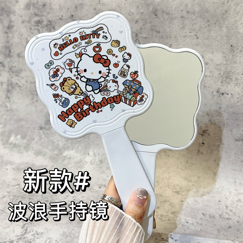 誕生日 KT ハンドルミラー コーム付き ハイエンドの便利な化粧鏡 新しいガーリーハート 小型ミラー 手持ち化粧鏡|undefined