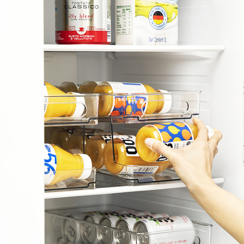 冰箱用收纳盒pet透明保鲜冷冻抽屉分装盒啤酒饮料双层收纳架塑料