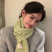 2025韩国egg马海毛围巾女冬季毛线针织保暖加厚围脖ins纯色韩版