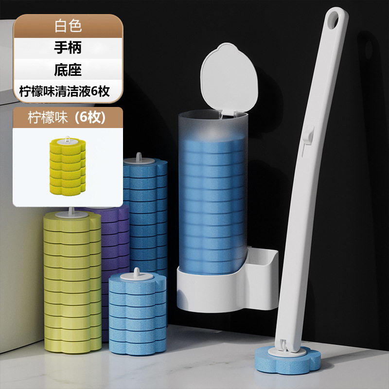 使い捨てトイレブラシセット、浴室死角なし、滅菌家庭用使い捨て交換用クリーニングブラシヘッドトイレブラシ|undefined