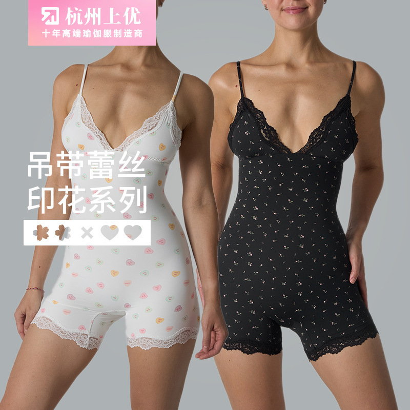 BLACK PRINT FITS EVERYBODY LACE TRIANGLE ONESIE LACE jumpsuit