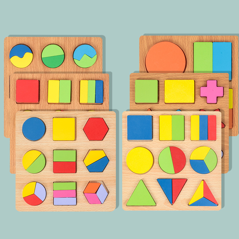 Montessori diversión madera educación temprana rompecabezas forma geométrica rompecabezas gráfico cognición kindergarten bebé juguetes