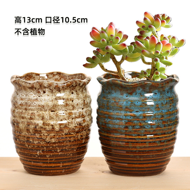 多肉植物の植木鉢卸売セラミック植物粗い陶器レトロ無地焼成紫砂クリエイティブ大小直径シンプルなクロスボーダー|undefined