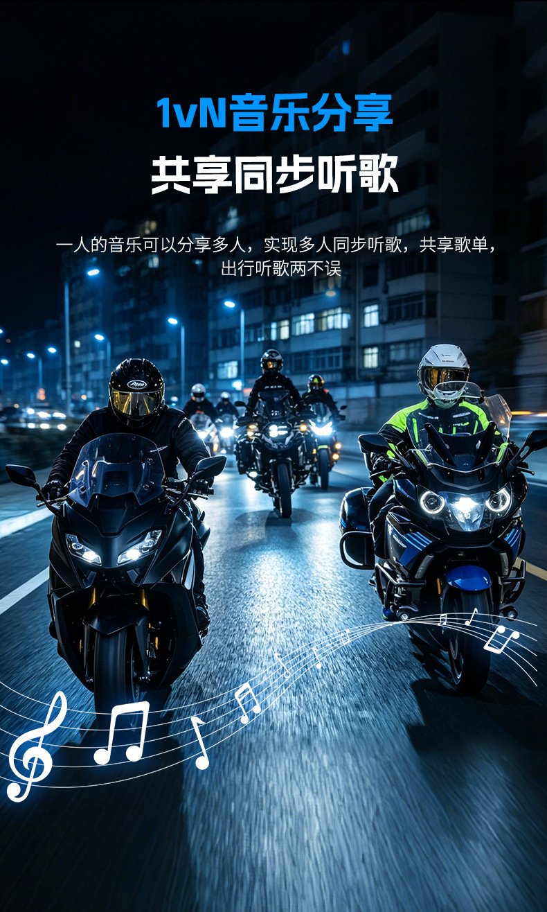 New Cross-Border Model Launches: Motorcycle Dual-Intercom Waterproof Noise-Canceling Helmet Bluetooth Headset with Soft and Hard Cable Options