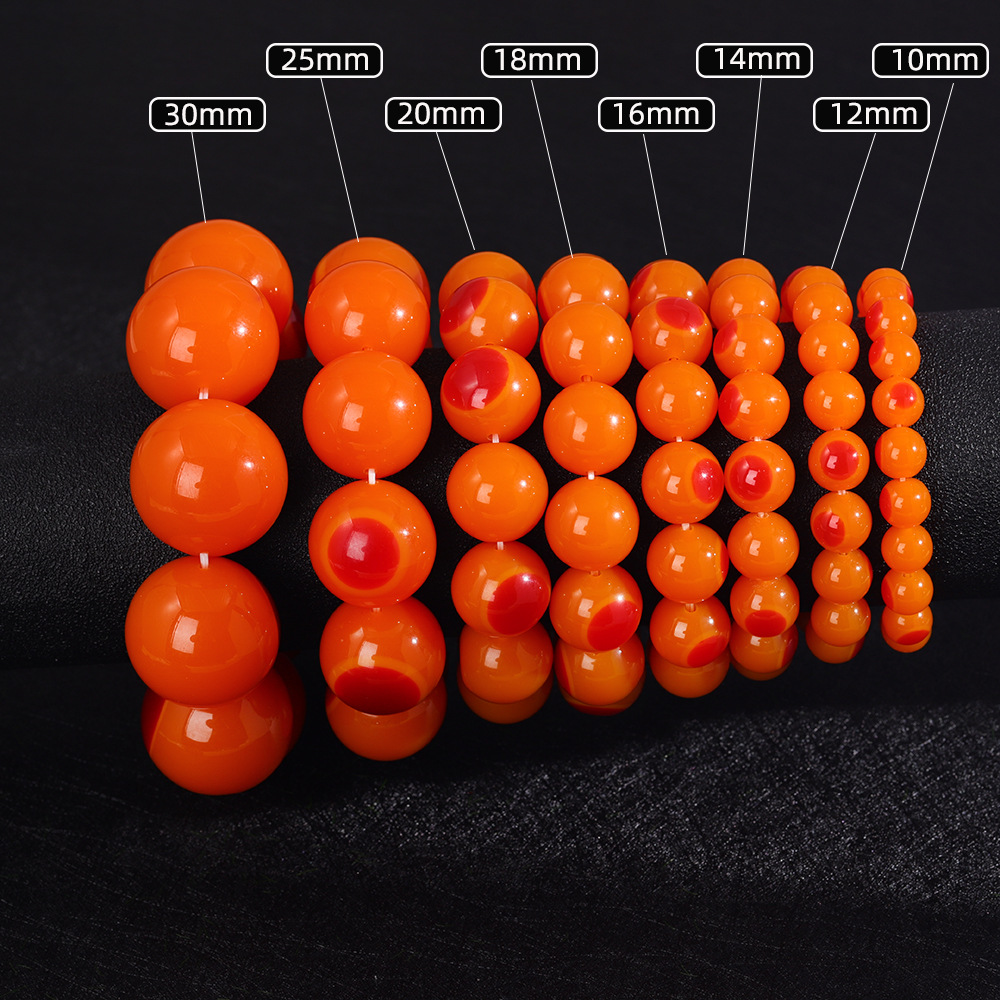 厂家直销 仿蜜蜡手串合成树脂一点红串珠新中式国风文玩 饰品批发