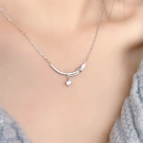 Titanium steel new style fashionable knot embedded diamond necklace for women design model, popular versatile pendant jewelry high-end personalized necklace