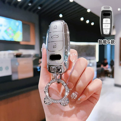 Tt – Car key bag - audi-g-model-smart-3-button-side-diamond-white-single-shell-astronaut-diamond-buckle