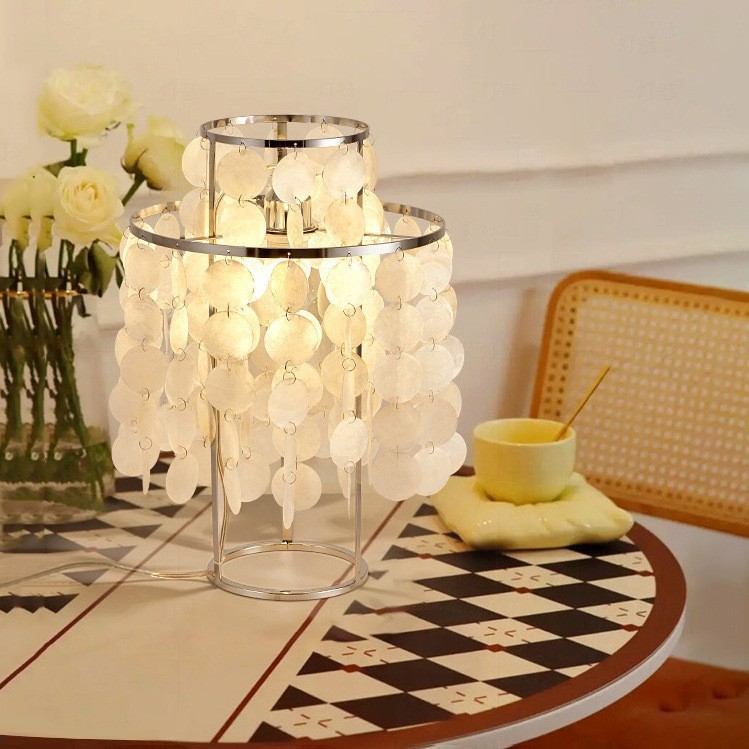 Romántica y creativa lámpara moderna nórdica sala de estar cálida conchas francesas posmoderna dormitorio lujoso lámpara de cabecera lámpara de piso image 4