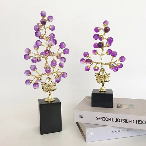 Light luxury high-end money tree ornaments purple grape living room wine cabinet office home decoration housewarming gift