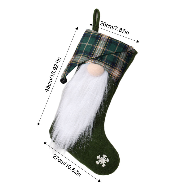 Faceless hooded Christmas stocking green