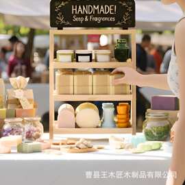 三层木制饼干架实木饼干收纳架木制饼干存储架桌面纸杯蛋糕展示架