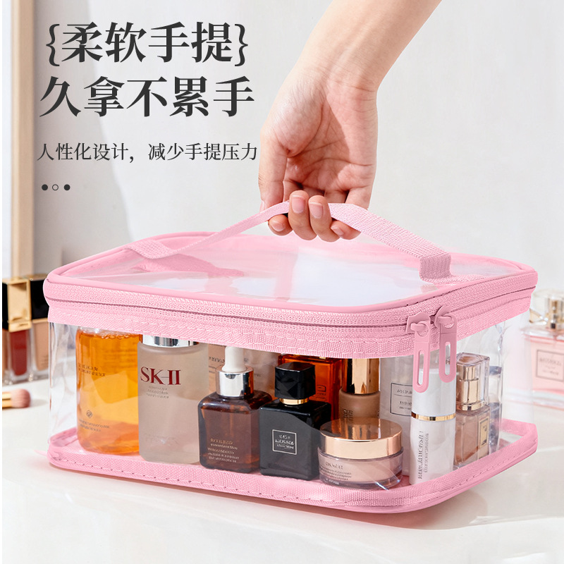 INS estilo bolsa de cosméticos transparente traje de viaje portátil de gran capacidad bolsa de lavado impermeable Fundación lápiz labial de almacenamiento