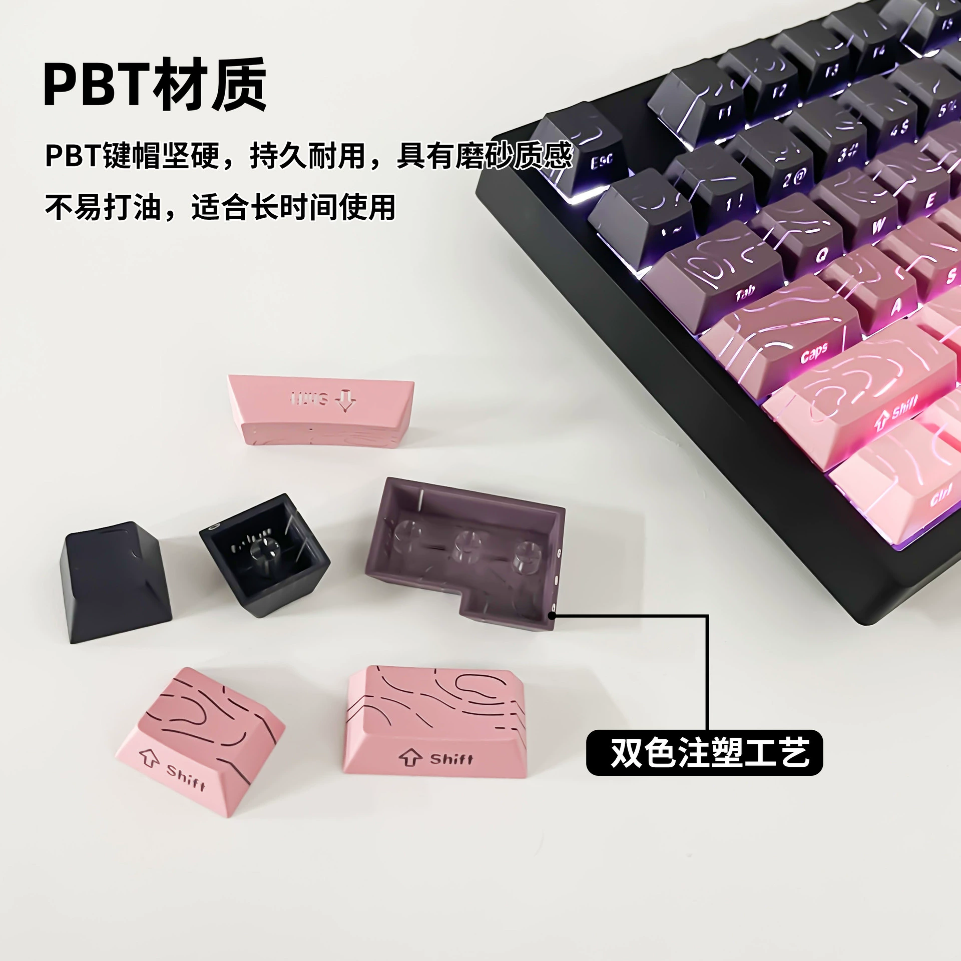 【Contour Line】Original height side engraving character small set of key caps suitable for mechanical keyboard