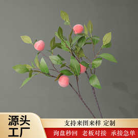 高级感仿真桃子枝水果树枝家居装饰植泡沫浆果插花跨境热卖批发
