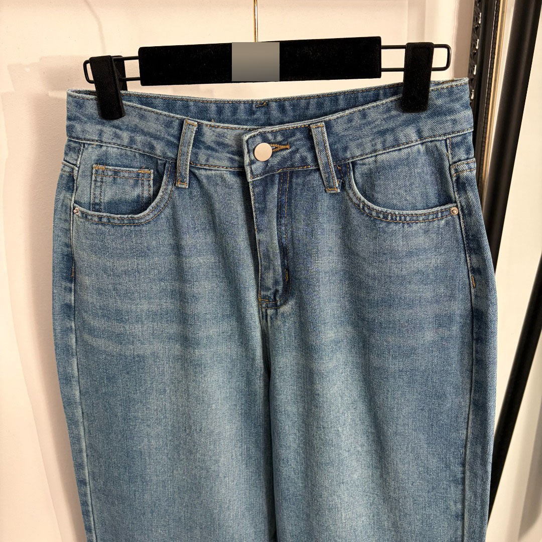 High-End Foreign Trade Stylish Slim-Fit Brand Premium New Denim Pants With Back Logo Embroidery And Pockets, Versatile_ecoleips.com