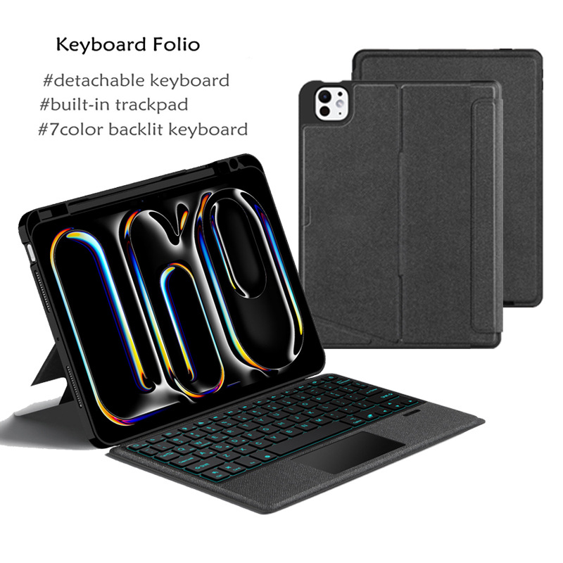 Suitable for iPad Split Bluetooth Keyboard Mini/Air/Pro Horizontal and Vertical Screen Luminous Leather Case Wireless Keyboard Leather Case