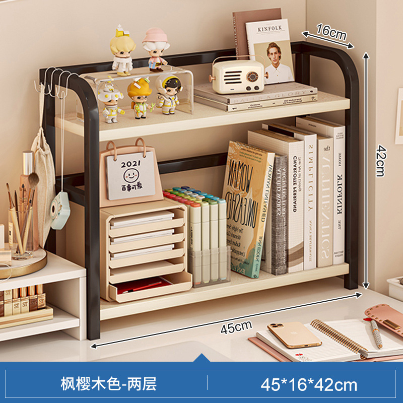 Estante de escritorio de escritorio de almacenamiento de estantes de escritorio de escritorio de oficina dormitorio de estudiantes libros cosméticos hierro forjado acabado estante