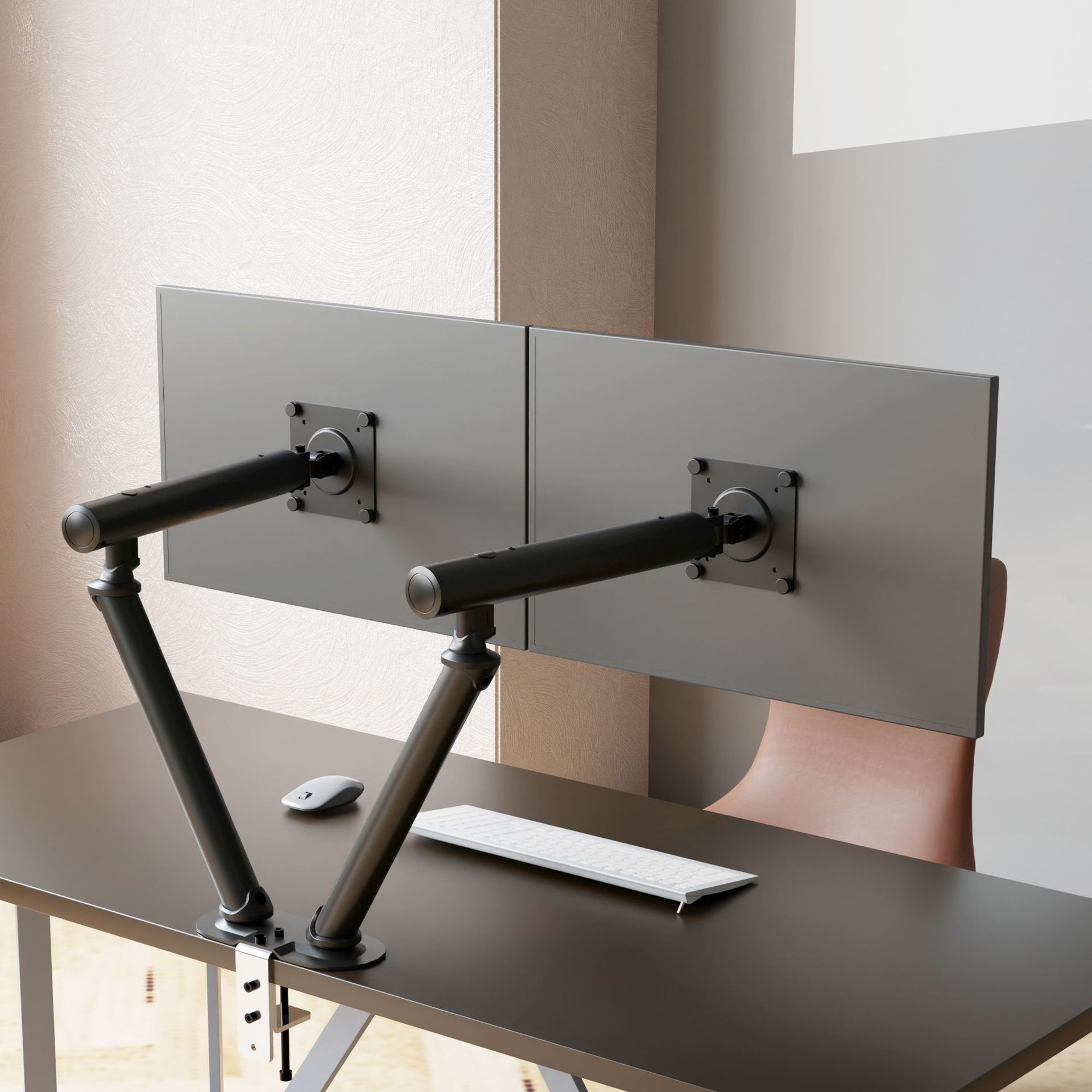 双屏电脑显示器17-34寸支架桌面台式升降伸缩万向臂托架机械臂