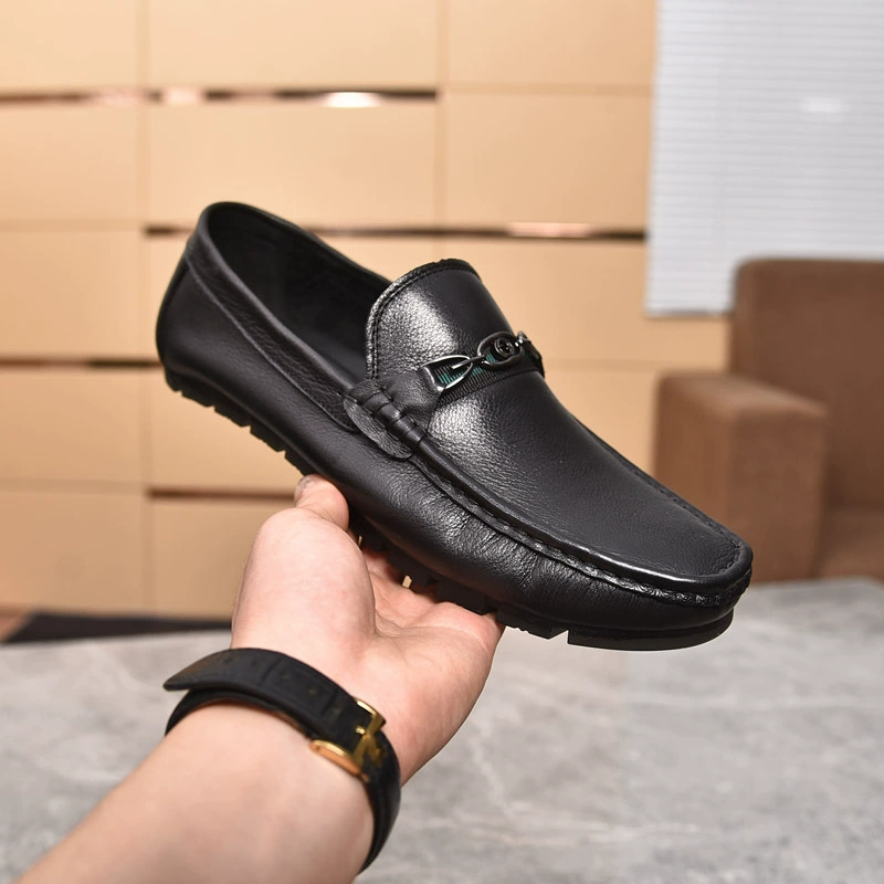 Мужская обувь на весну и осень, однослойная мужская обувь-шапка из воловьей кожи на плоской подошве, повседневная обувь на низком каблуке, очень мягкая натуральная кожа, черная, однотонная, с круглым носком