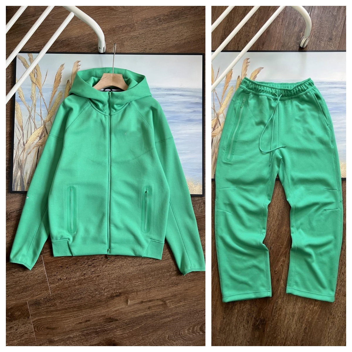 Sports Set otoño e invierno nueva marca compartida calle cremallera chaqueta con capucha pantalones rectos traje deportivo y casual hombre