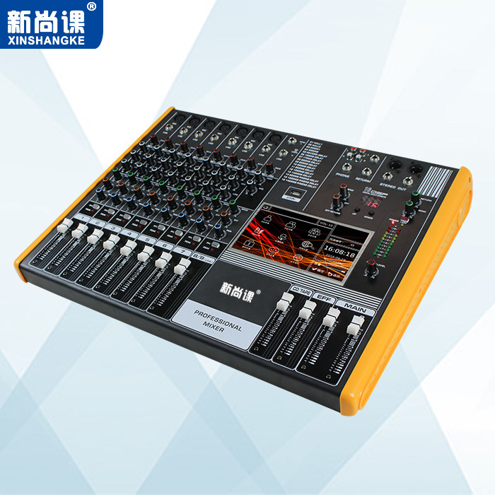 Mezclador digital con pantalla táctil de 7 pulgadas, sistema de rendimiento de escenario de radiodifusión IP digital.