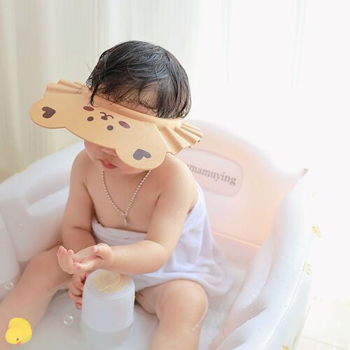 Ins style new baby bath shower cap waterproof shampoo cap children's water blocking cap baby shampoo magic adjustable