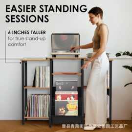 跨境黑胶唱片机收纳架客厅多功能CD支架杂志置物架多层展示架