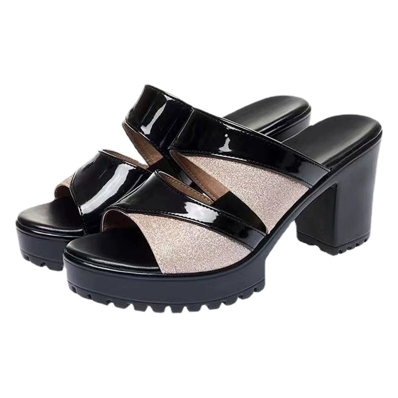 Сандалии и тапочки с рыбьим ртом, женская летняя одежда, новинка 2022 года, обувь для мам на платформе на высоком каблуке, женские Тапочки