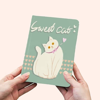 可爱猫咪封面精装本可印logo双胶纸内页横线本切边圆角笔记本定制