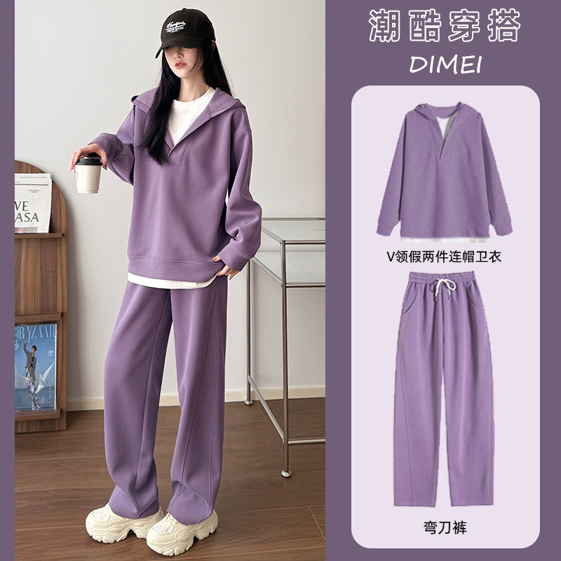 2025 New Casual Hooded Sweatshirt suit Women's Spring and Autumn Explosions Small Loose Slim Wide Leg Machete Pants 2025 New Casual Hooded Sweatshirt suit Women's Spring and Autumn Explosions Small Loose Slim Wide Leg Machete Pants