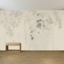 新中式简约淡雅水墨竹子壁布客厅电视背景墙壁纸沙发墙纸环保壁画