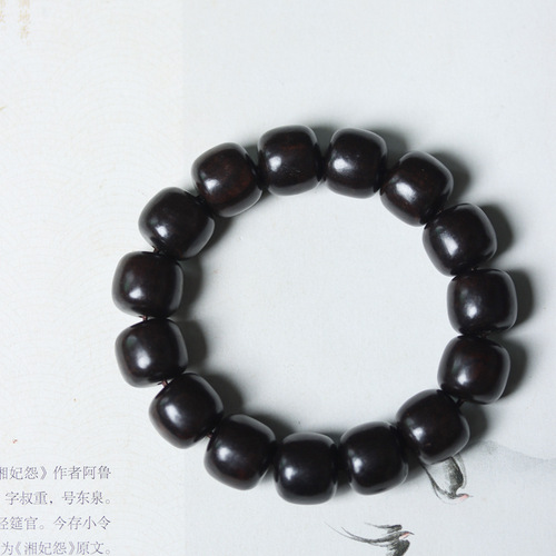 Natural ebony wood, old barrel beads, national trend, literary style, high-level feeling, men and women, single-circle, chanting beads, hand chain