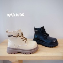 2025年冬季新款童鞋男童真皮帅气马丁靴英伦风加厚保暖女童时装靴